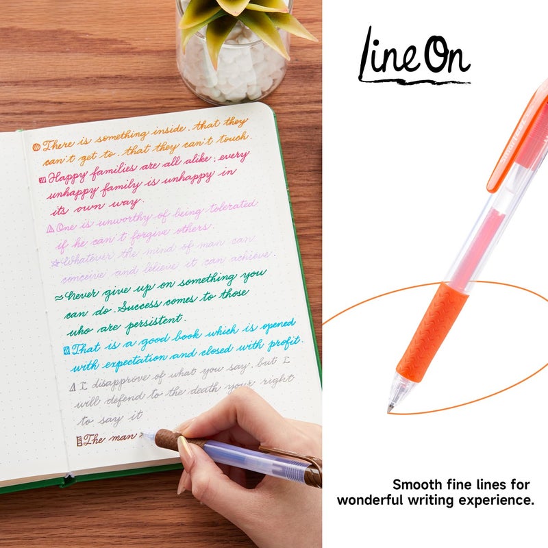 Lineon Colored Gel Pens, Lineon 20 Colors Retractable Gel Ink Pens with Grip, Medium Point(0.7mm) Smooth Writing Pens Perfect for Adults and Kids Journal Notebook Planner, Writing in Office and School - Image 4